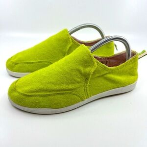 Vionic BEACH Malibu Comfort Slip-On Sneakers LIME GREEN WOMEN 8.5 Terry Cloth‎